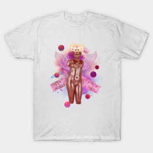 Greek stone floral design I’ve arrived planet queen of the universe pink T-Shirt